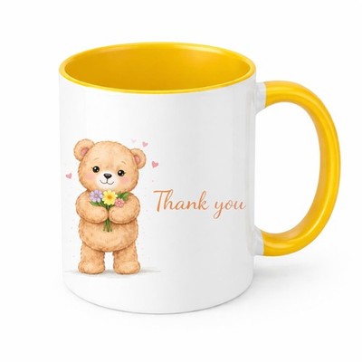 Thank You Teddy Tasse Brew Crew Geschenke weiß Keramik Kaffee Blumenstrauß
