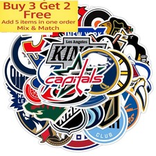 Adesivi vinile impermeabili 33 pezzi NHL tutte le 32 squadre LOGO hockey bagagli telefono laptop