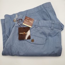 Oak Hill Mens Flat Front Shorts Blue Cotton Size 48 Casual Chino Flat Front