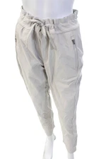 Athleta Women Paperbag Jogger Pants Beige Drawstring Size 6