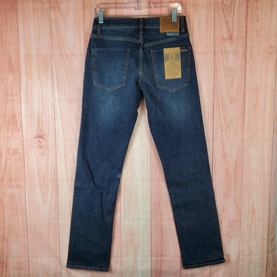 Volcom Solver Jeans Mens 28 X 32 Blue Denim Cotton Pockets Straight Leg Zip Fly - Image 2 of 4