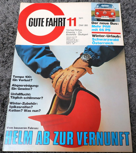 Gute Fahrt 11/1971 VW Bus T2 mit 66 PS, Tempo 100, Radio Lautsprecher usw