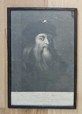 Antique Mezzotint Engraving Leonardo Da Vinci by Charles Townley 1777
