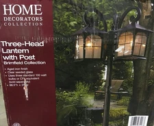 Home Decorators Collection Brimfield 3-Head Aged Iron Outdoor Post Light New