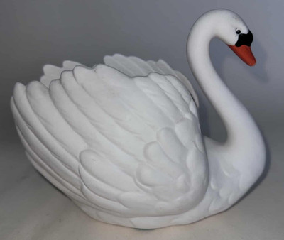 Vintage Goebel West German Porzellan matt weiß Schwan Vase #ZV103/II UM 1970