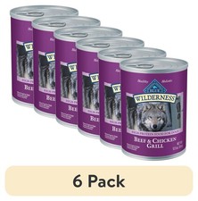  6 pack Blue Buffalo Wilderness Adult Wet Dog Food Beef  Chicken Grill,12.5-oz
