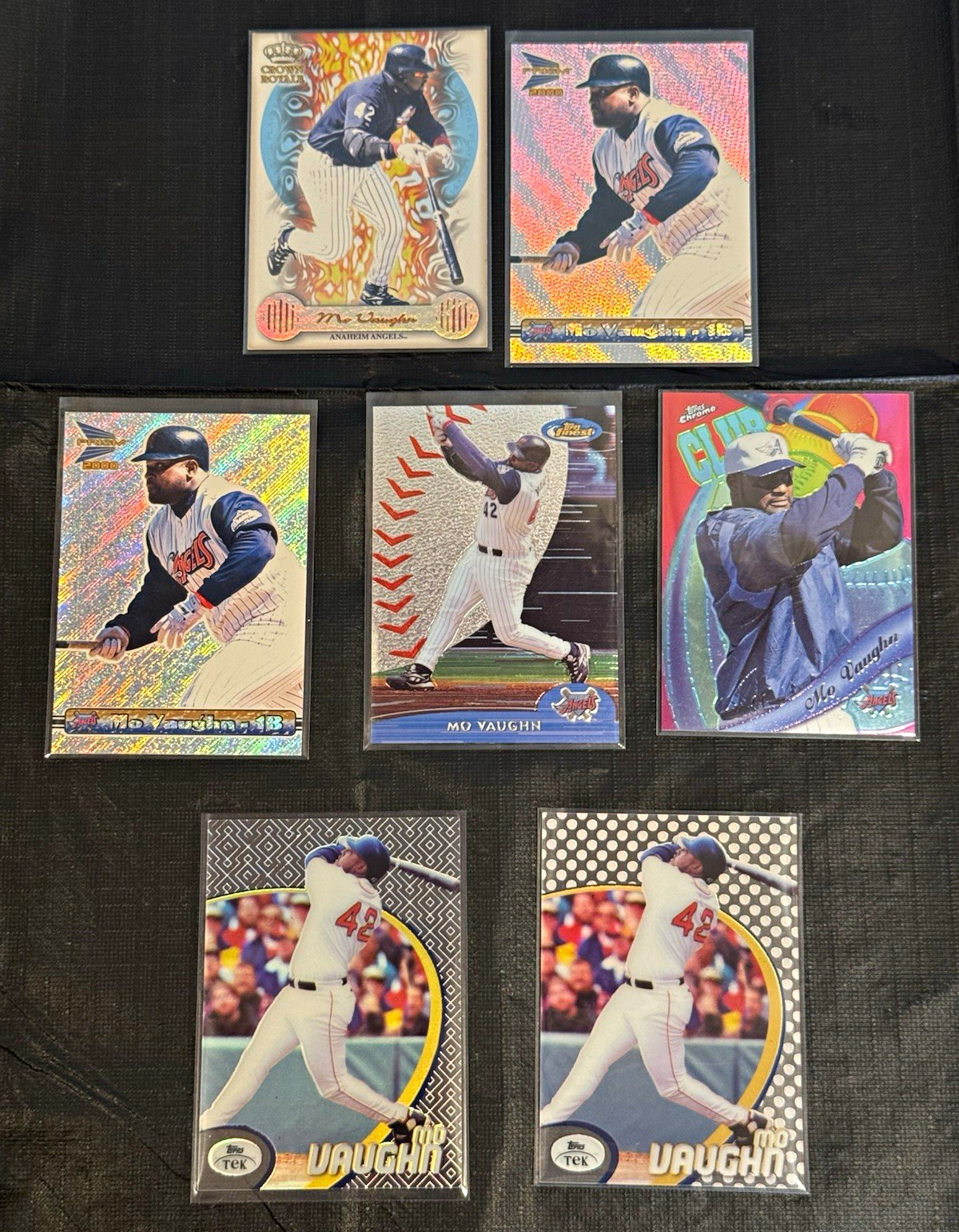 Topps 2000 Mo Vaughn Anaheim Angels Card Lot (6) Crown Royale/Prism/Tek