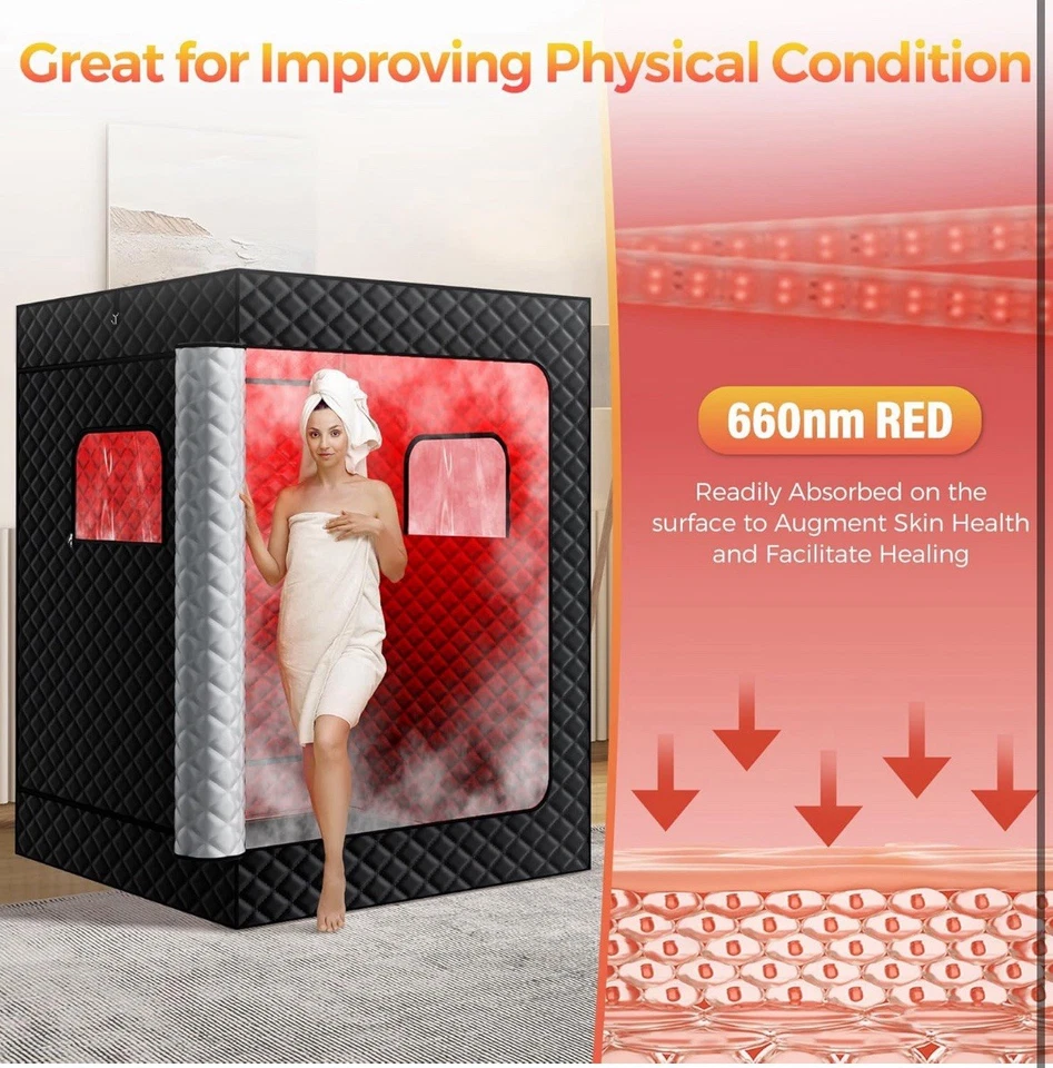 Upgraded 2 Person Portable Infrared Sauna Box With 5-layer Waterproof, And Chair - Image 3 of 4