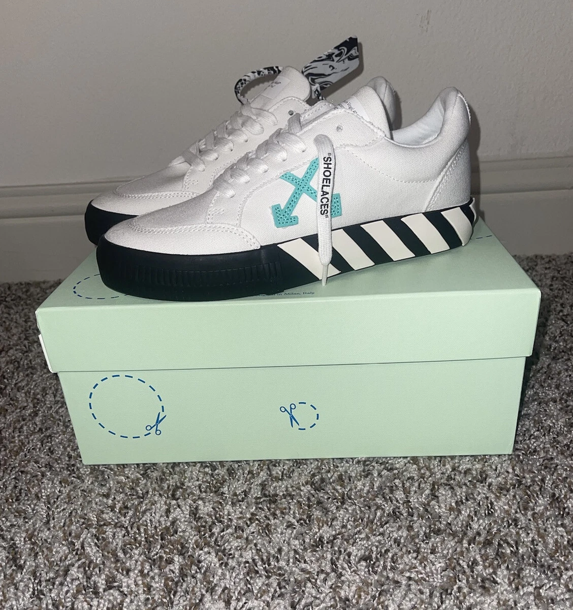 OFF-WHITE Vulcanized Low White Blue Canvas
