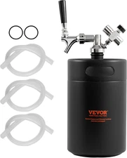 Beer Growler Tap System, 170Oz 5L Mini Keg, 304 Stainless Steel Pressurized Beer