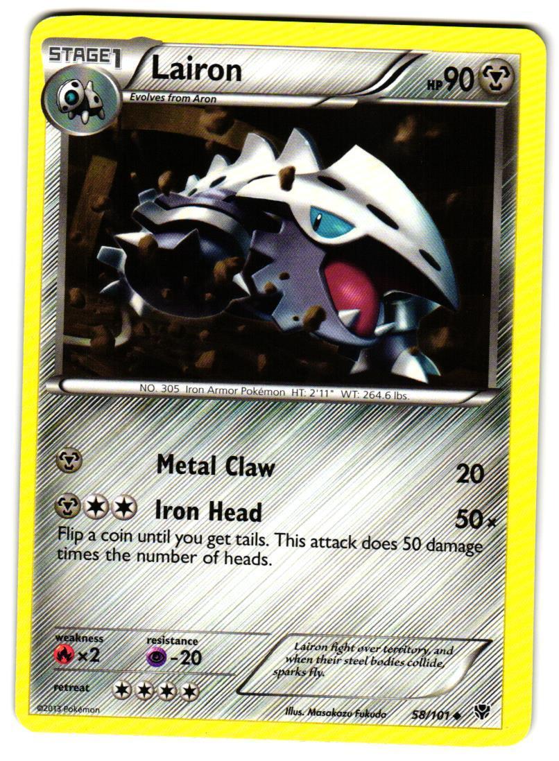 Pokemon Plasma Blast Lairon #58/101 Uncommon Lightly played