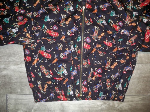 Line Up All Over Golf Print Coat Jacket Size Small Zip Windbreaker Adult Vintage - Picture 3 of 6