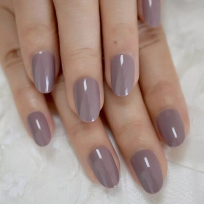 Glossy UV Polish Artificial Nails Oval Shape 24pcs Tips with Gluetabs 