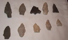Ancient Arrow Heads From the Tennessee/Kentucky Area. Size  From 1 to 2 inches.