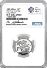 2025 Great Britain UK 1SOV FIRST SILVER SOVEREIGN  NGC PF70 ER  🇬🇧