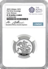 2025 Great Britain UK 1SOV FIRST SILVER SOVEREIGN  NGC PF70 ER  🇬🇧