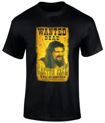 Cactus Jack T-Shirt Retro Wanted Dead Poster Wrestling Tribute Mick Foley Tee