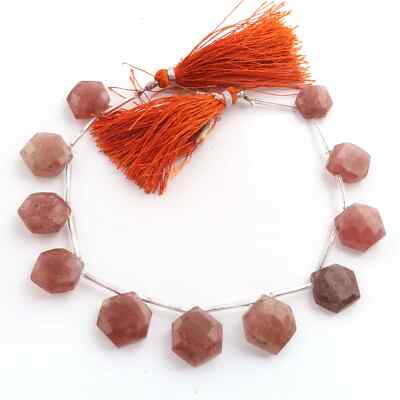 1 Strand Red Strawberry Faceted Hexagon Shape Briolettes -Semi Precious