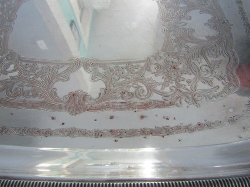 Vintage Friedman Silver Co. Floral Silverplate Tea Serving Tray 21" - Picture 8 of 10