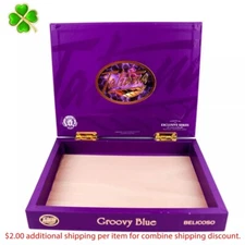 Tatiana Belicoso Groovy Blue Empty Wood Cigar Box 9" x 7.25" x 1.5"