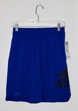 NWT adidas Boy's Bright Blue Large Logo aeroready Basketball Shorts sz L 14-16