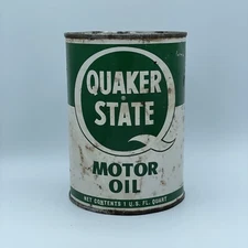 Vintage Quaker State HD Oil 1 Quart Motor Oil Tin Can Advertising Empty