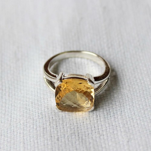 Citrino Piedra Topacio 925 Plata de Ley San Valentín Anillo Todos los Tamaños - Imagen 3 de 8