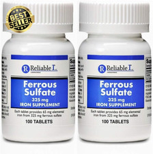 Ferrous Sulfate 325mg Iron Supplement 2-Pack 200 Tablets Iron Pills