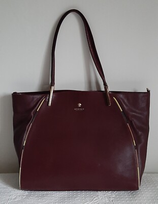 Modalu England Tote Handbag Shoulder Bag Leather Dark Purple