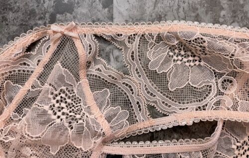 NWT VICTORIA'S SECRET PINK FLORAL LACE PEEK A BOO CUTOUT MESH CHEEKY PANTIES - Picture 3 of 5