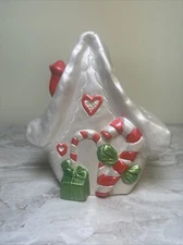Vintage Gingerbread Candy House Style Ceramic Christmas Tea Light Candle Holder