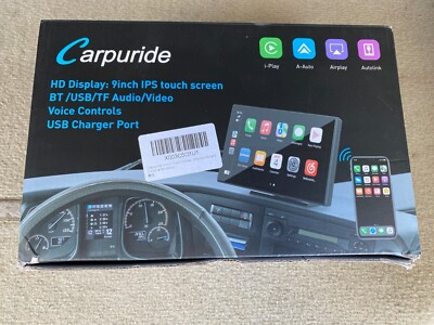 Carpuride 9'' Wireless Car Display BT/USB/TF Audio/Video, USB Charge New Open Box