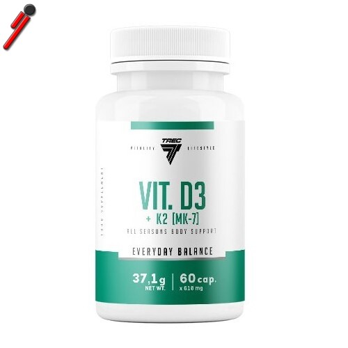 Trec Nutrition, Vitamin D3 + K2 (MK-7), 60 cps Ossa Denti