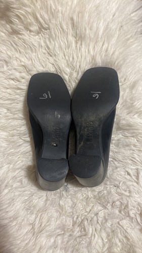Franco Sarto Vintage Y2K Black Leather Chunky Square Toe Block Heel - Size 6M - Picture 7 of 8