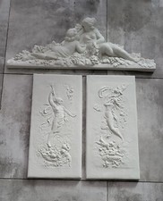 3 X Bassorilievo Facciata Marmo Elevazione Stucco Marmo Thassos Camino Greco