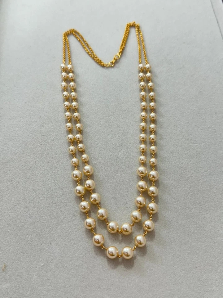 Joyería India Paquistaní Estilo Bollywood Oro Swarovski Perla Mala Collar Foto 2 de 3