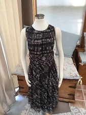 Coldwater Creek Brown Mod Plaid Mesh Dress Large Lovely RR4TR