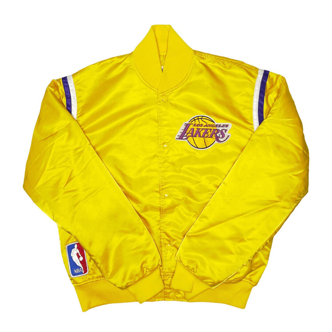 VINTAGE LOS ANGELES LAKERS NBA STARTER SATIN JACKET MADE IN USA ADULT SIZE L