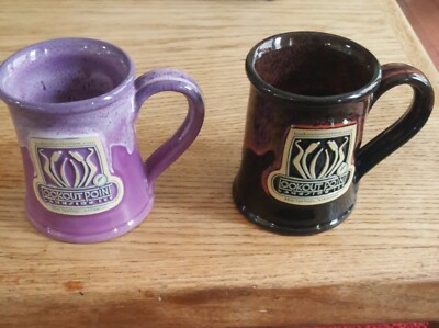 Daneen Pottery Lookout Point Lakeside Inn Coffee Mug Pair Hot Springs Arkansas