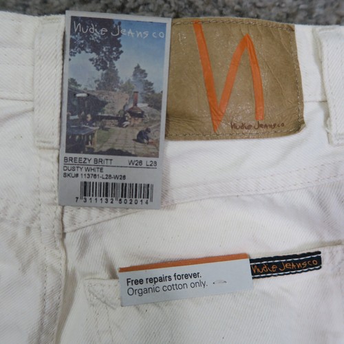 NWT Nudie Jeans Womens 26 Beige Breezy Britt Dusty White Organic Denim 26x28 - Picture 13 of 14