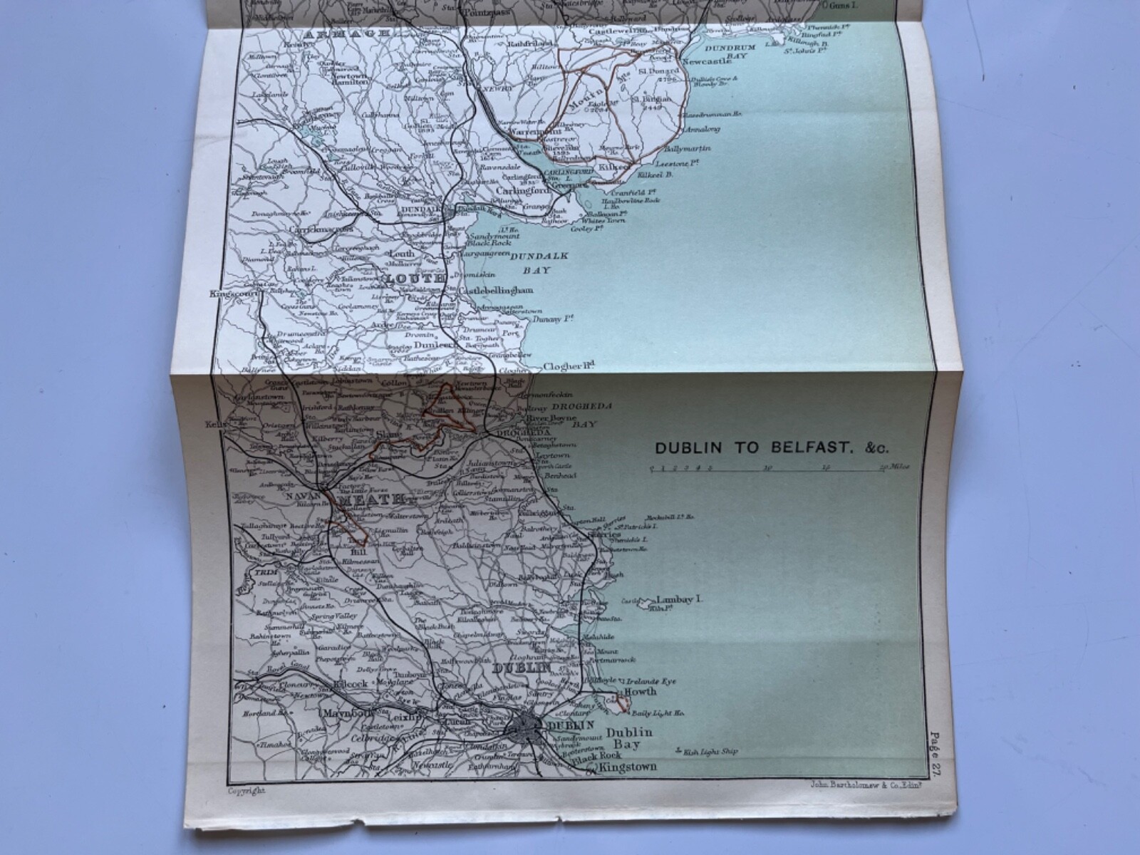 1890 antique map of Dublin to Belfast Ireland Falak Tayyeb Platinum