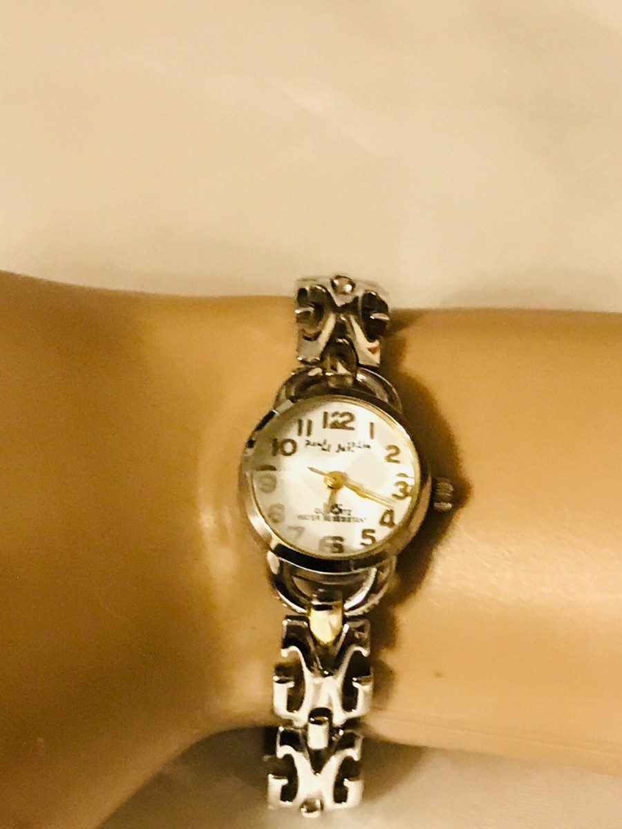 PAUL JARDIN SILVER TONE DIAMOND CUT DIAL FACE WATCH WITH  display picture 1