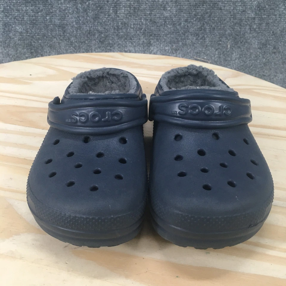 Zapatos Crocs Juveniles 1 Clásicos Forrados Zuecos Azul Punta Redonda Imitación Piel Comodidad Logo Foto 4 de 4