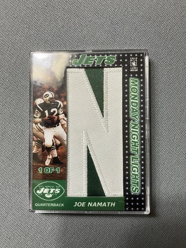 Jets Joe Namath HOF Legend Six Card Full Nameplate, 1 of 1, Encased, ExMnt++!