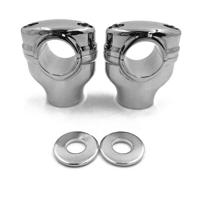 Chrome 2'' Risers 1.25'' Handlebar Top Clamps For Harley Dyna Fat Bob Wide Glide