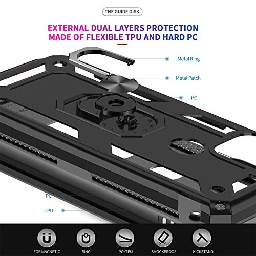 for Military-Grade Moto G Stylus 5G Phone Case 2021 with Magnetic Ring Black - 第 6/7 張圖片