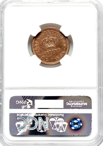 Portuguese India 1886 1/8 Tanga Extremely Rare Proof of Record NGC PF61 RB - Picture 2 of 2