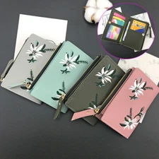 Womens Small Wallet Bifold Clutch Leather Coin Pocket Credit Card Holder Handbag