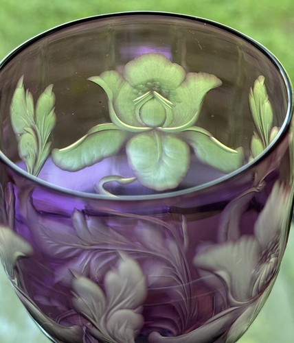 Stevens and Williams Purple Cut to Clear Cut Glass Wine Iris, Circa 1920 - Picture 5 of 9
