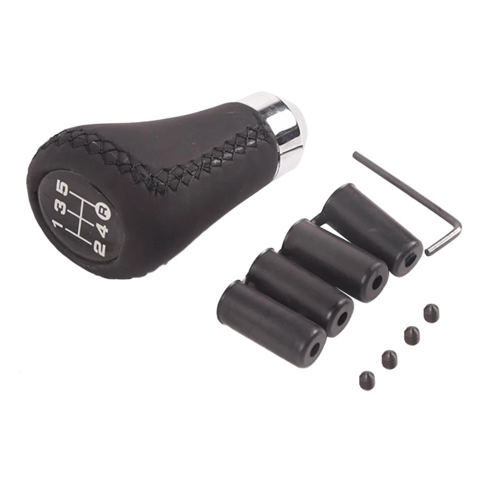 Botão de câmbio manual de carro 5 velocidades alavanca de câmbio alavanca de câmbio couro universal - Imagem 3 de 4